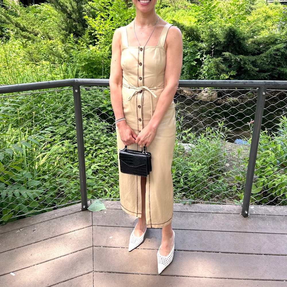 L'Academie Beige Midi Dress
